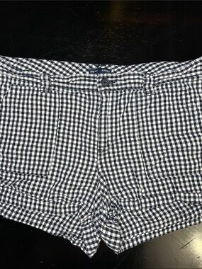 GAP Navy and White trendy Y2K Gingham linen and cotton blend Shorts